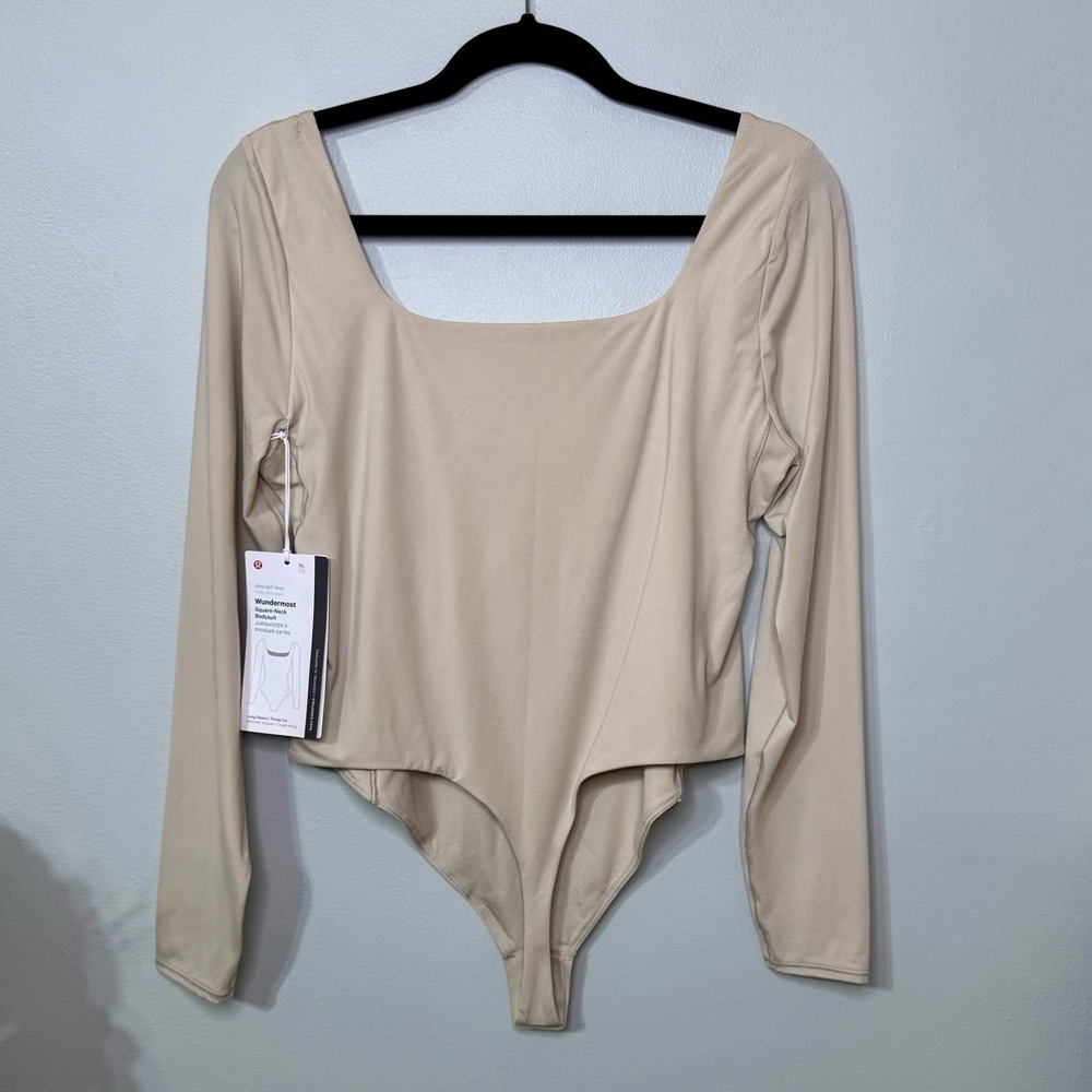 Lululemon Wundermost Nulu Square-Neck Bodysuit Long Sleeve Mojave Tan XL NWT - Picture 6 of 9